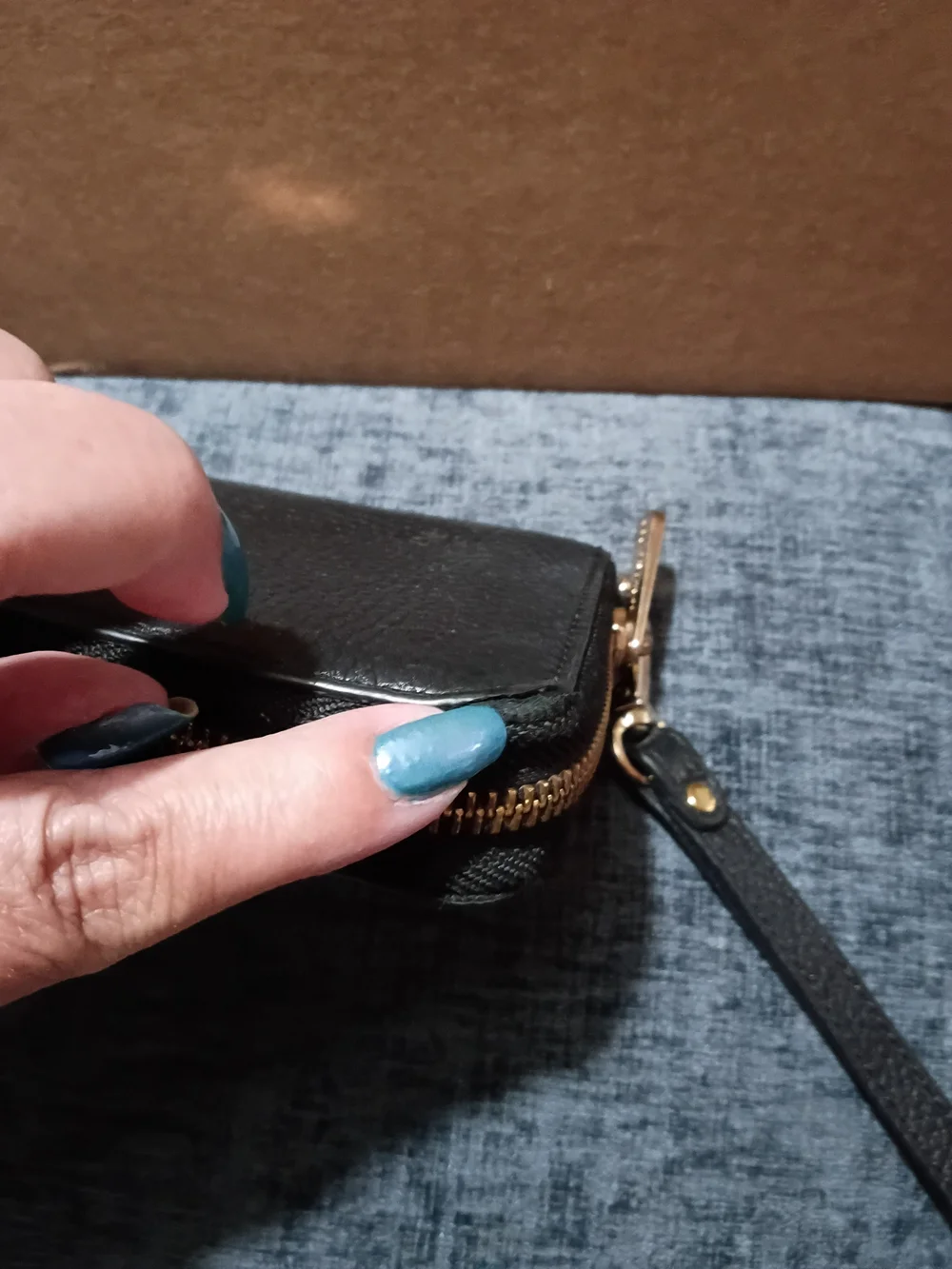Michael Kors Black Leather Zip-Around Wristlet Wallet